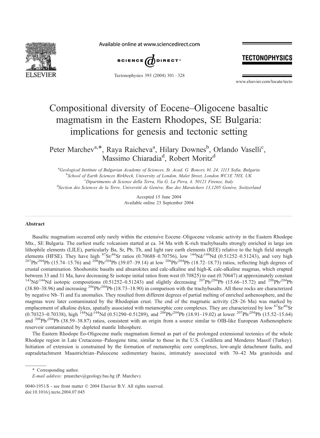 Compositional Diversity of Eocene–Oligocene Basaltic Magmatism in the Eastern Rhodopes, SE Bulgaria: Implications for Genesis and Tectonic Setting