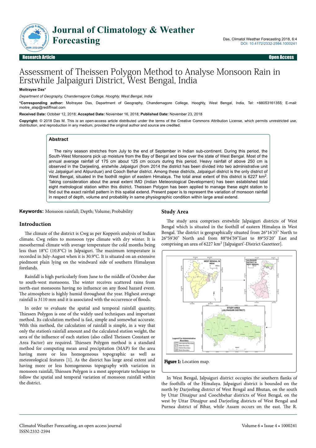 Assessment of Theissen Polygon Method to Analyse Monsoon Rain