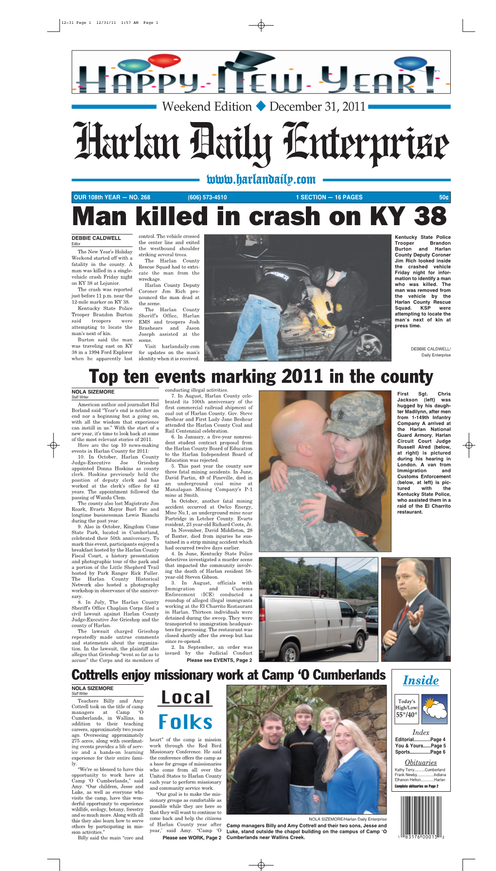 Man Killed in Crash on KY 38