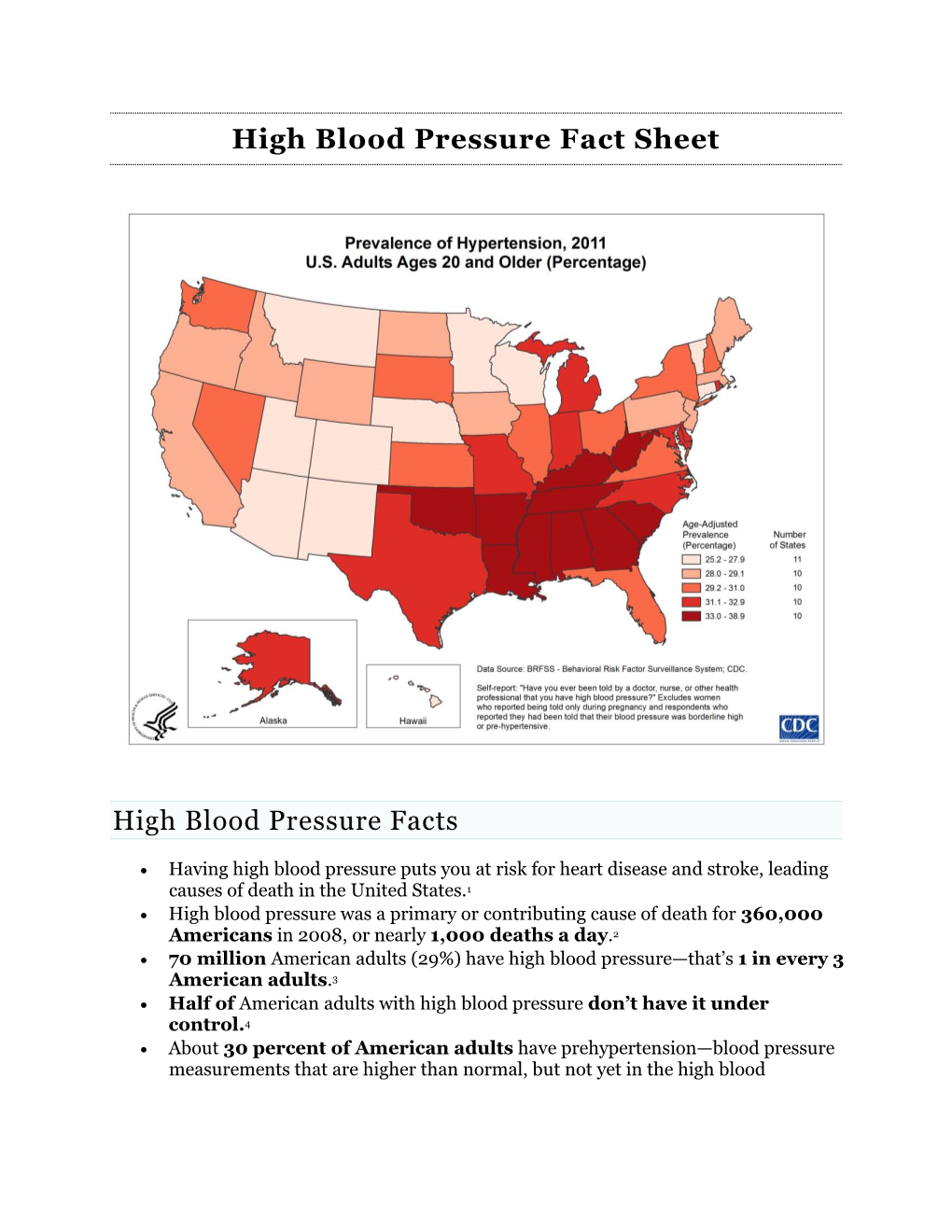 High Blood Pressure Fact Sheet