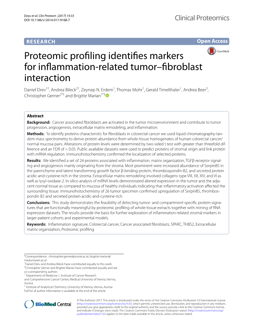Proteomic Profiling Identifies Markers for Inflammation-Related Tumor