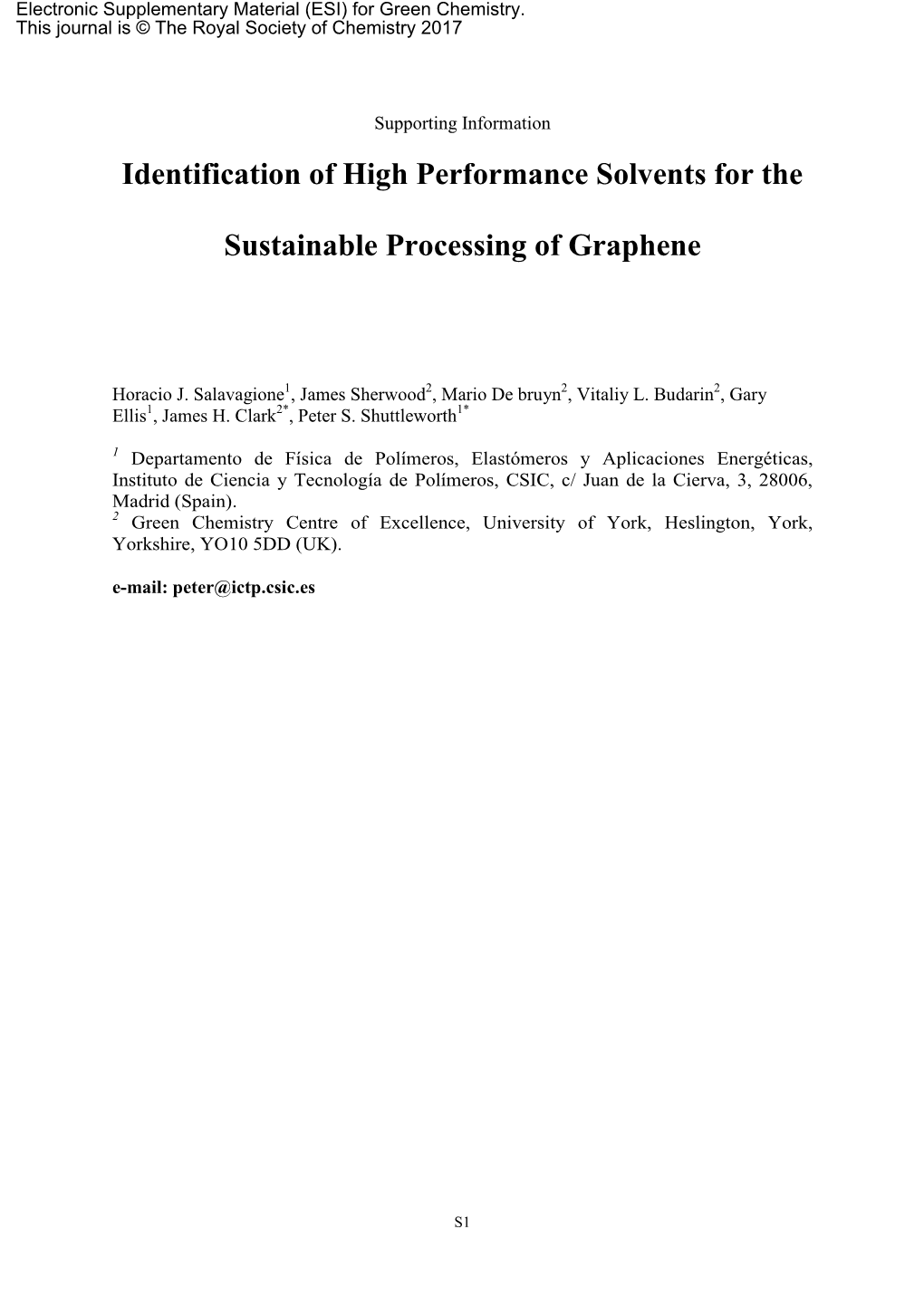 Identification of High Performance Solvents for the Sustainable