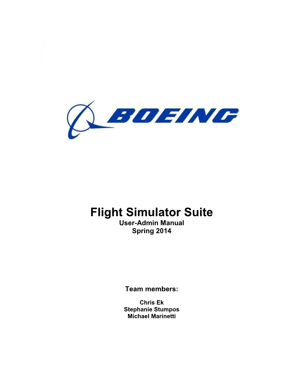 Flight Simulator Suite User-Admin Manual Spring 2014