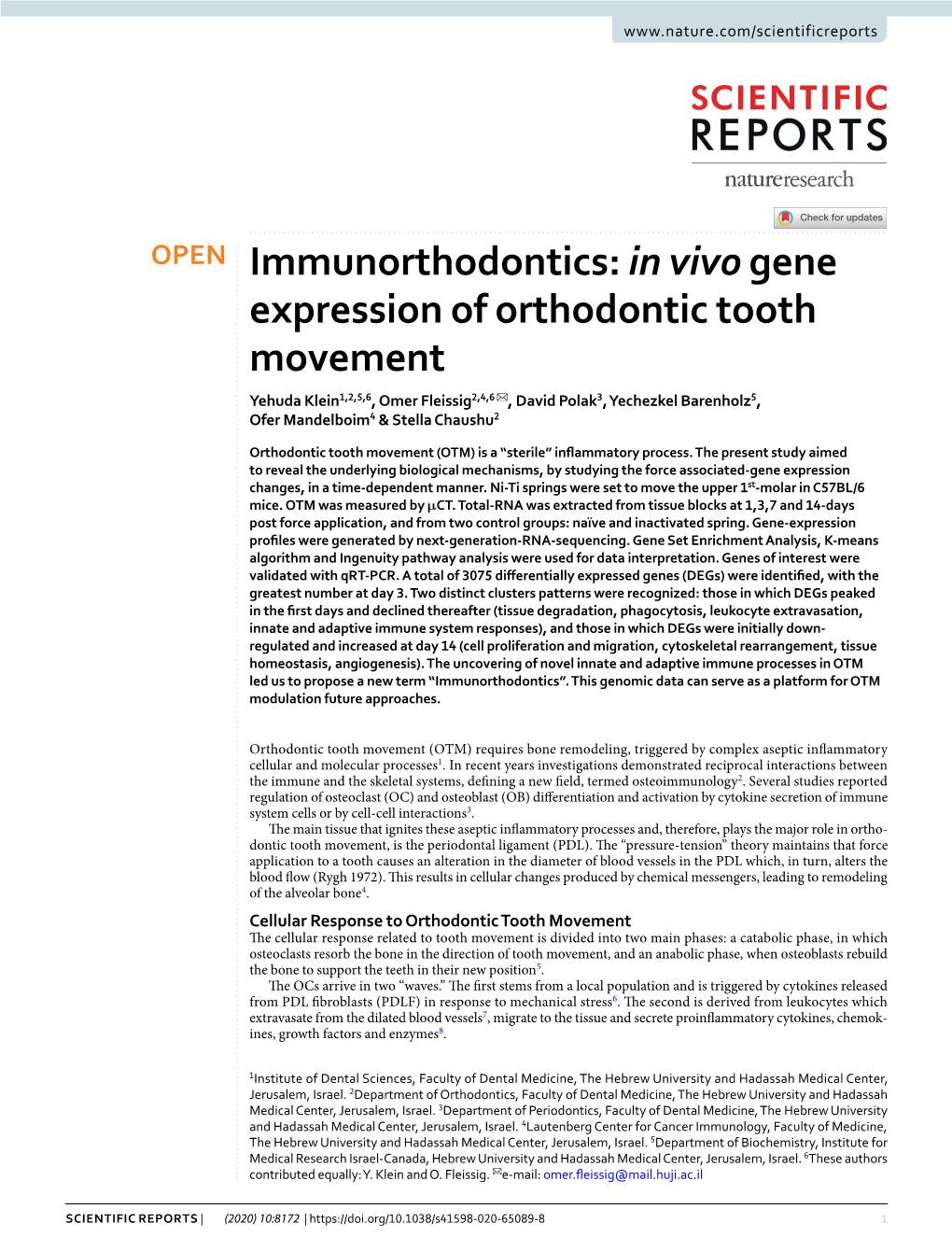 In Vivo Gene Expression of Orthodontic Tooth Movement