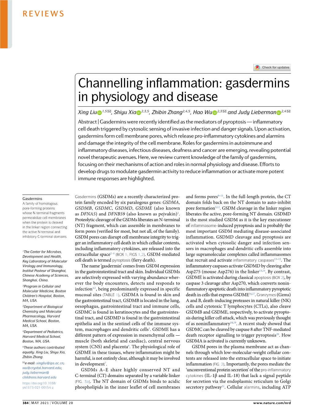 Channelling Inflammation: Gasdermins in Physiology and Disease