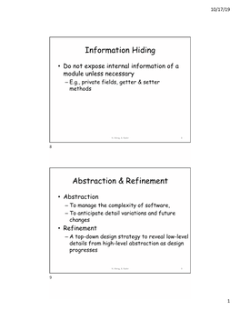 Information Hiding Abstraction & Refinement