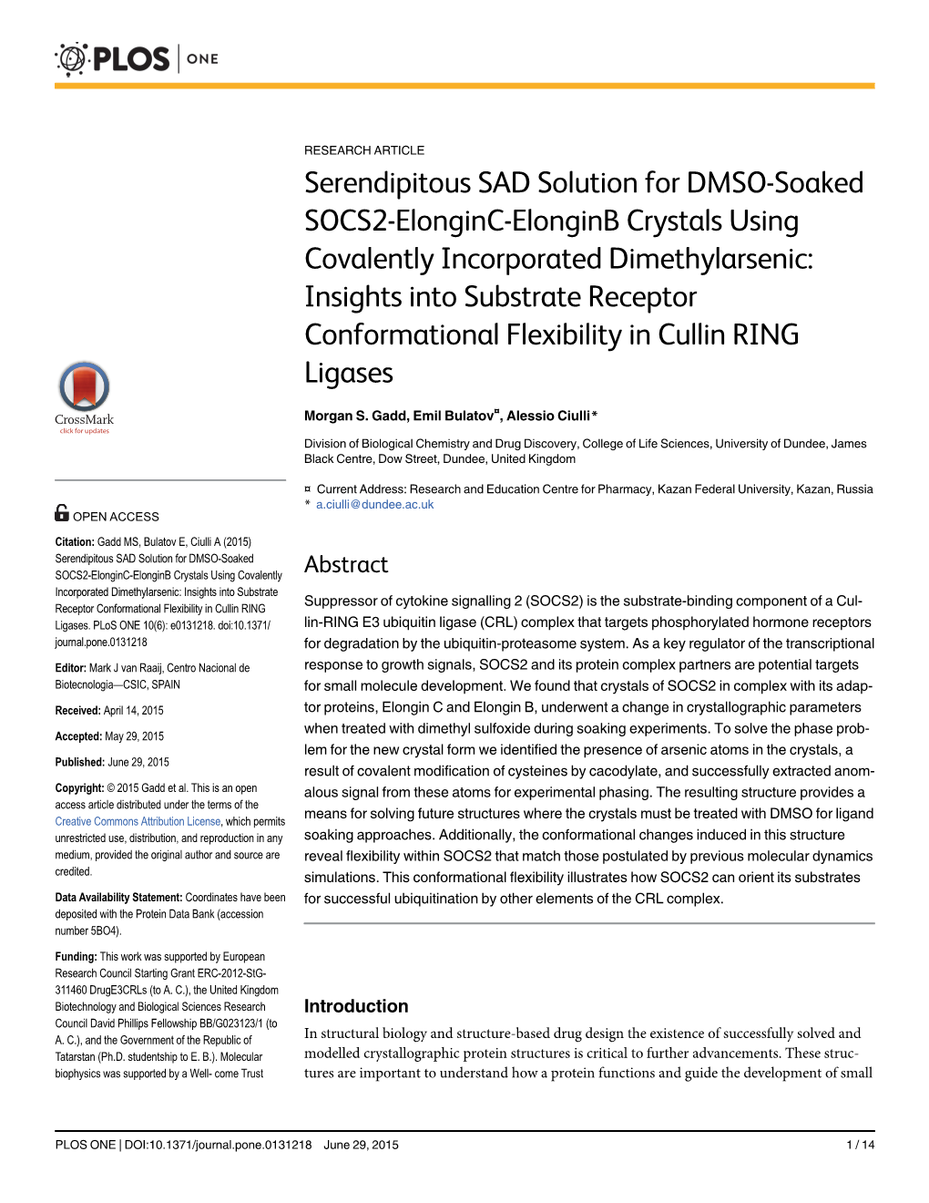 Serendipitous SAD Solution for DMSO-Soaked