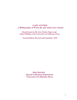 A Bibliography of Works by and About Gary Snyder