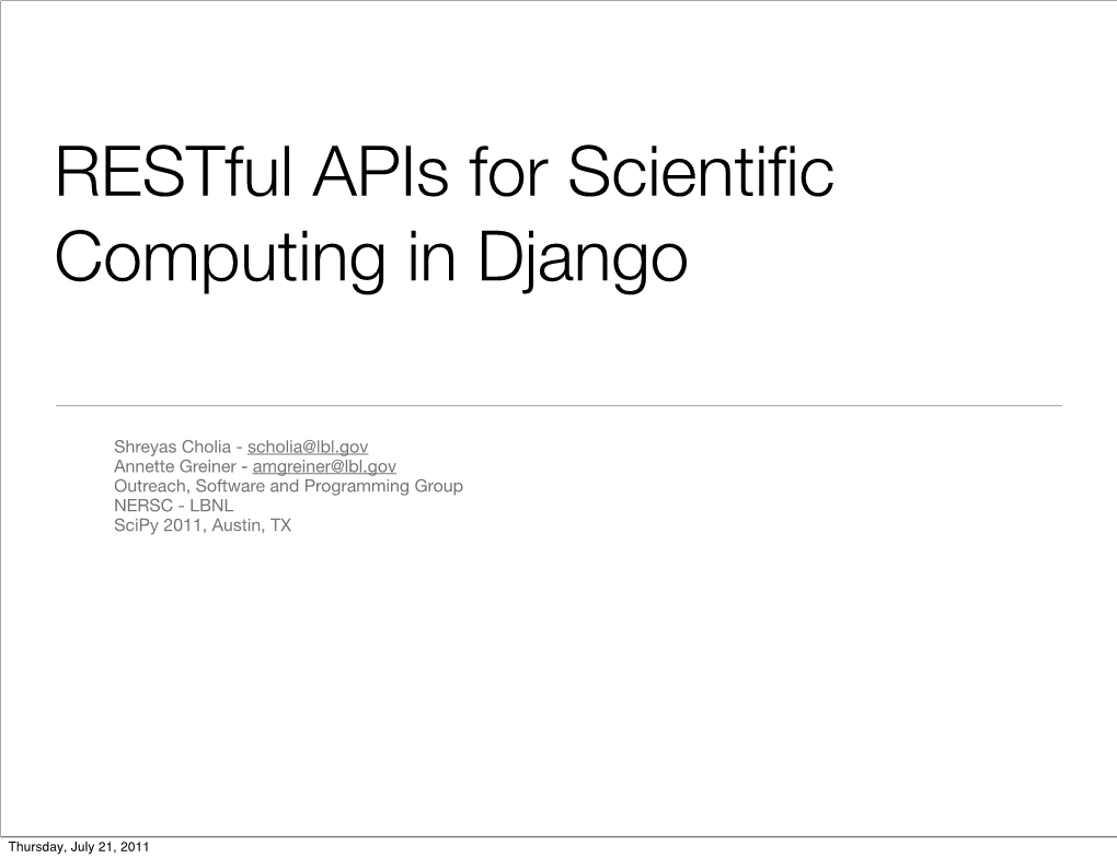 Restful Apis for Scientific Computing in Django