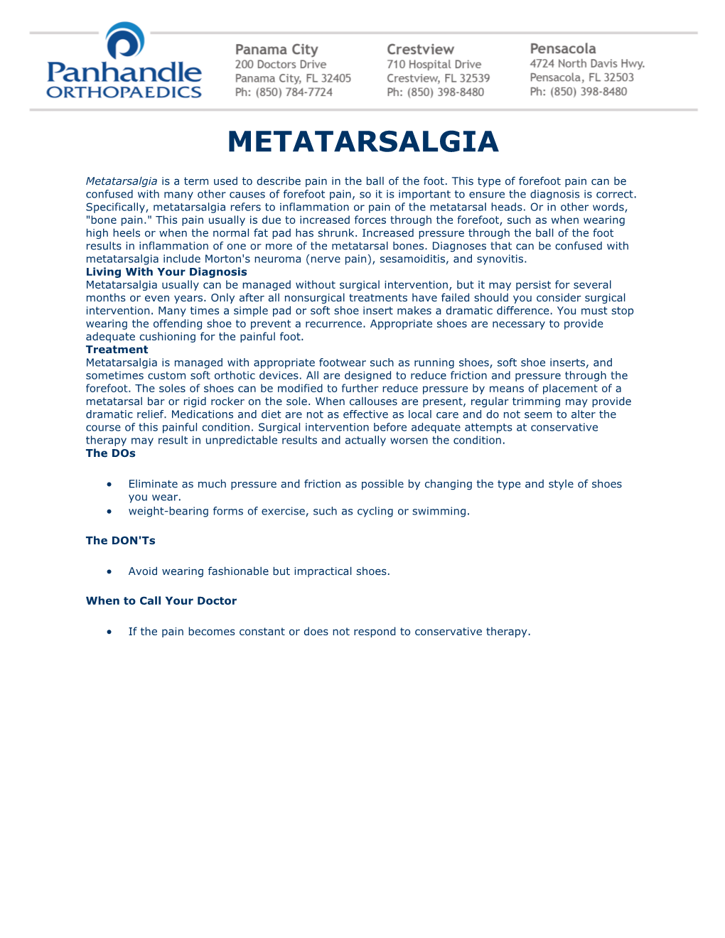 Metatarsalgia