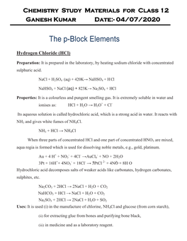 The P-Block Elements