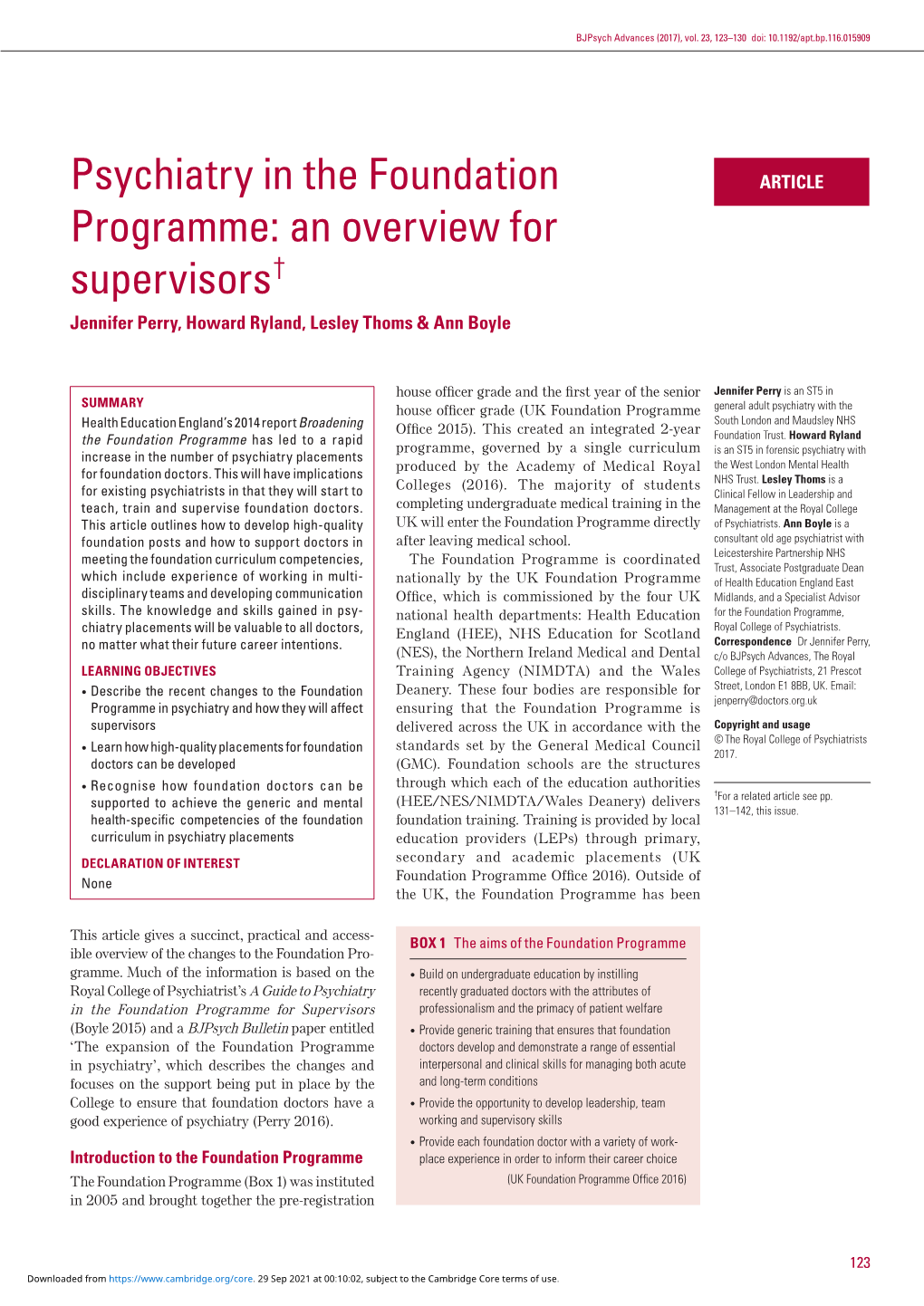 Psychiatry in the Foundation Programme: an Overview for Supervisors