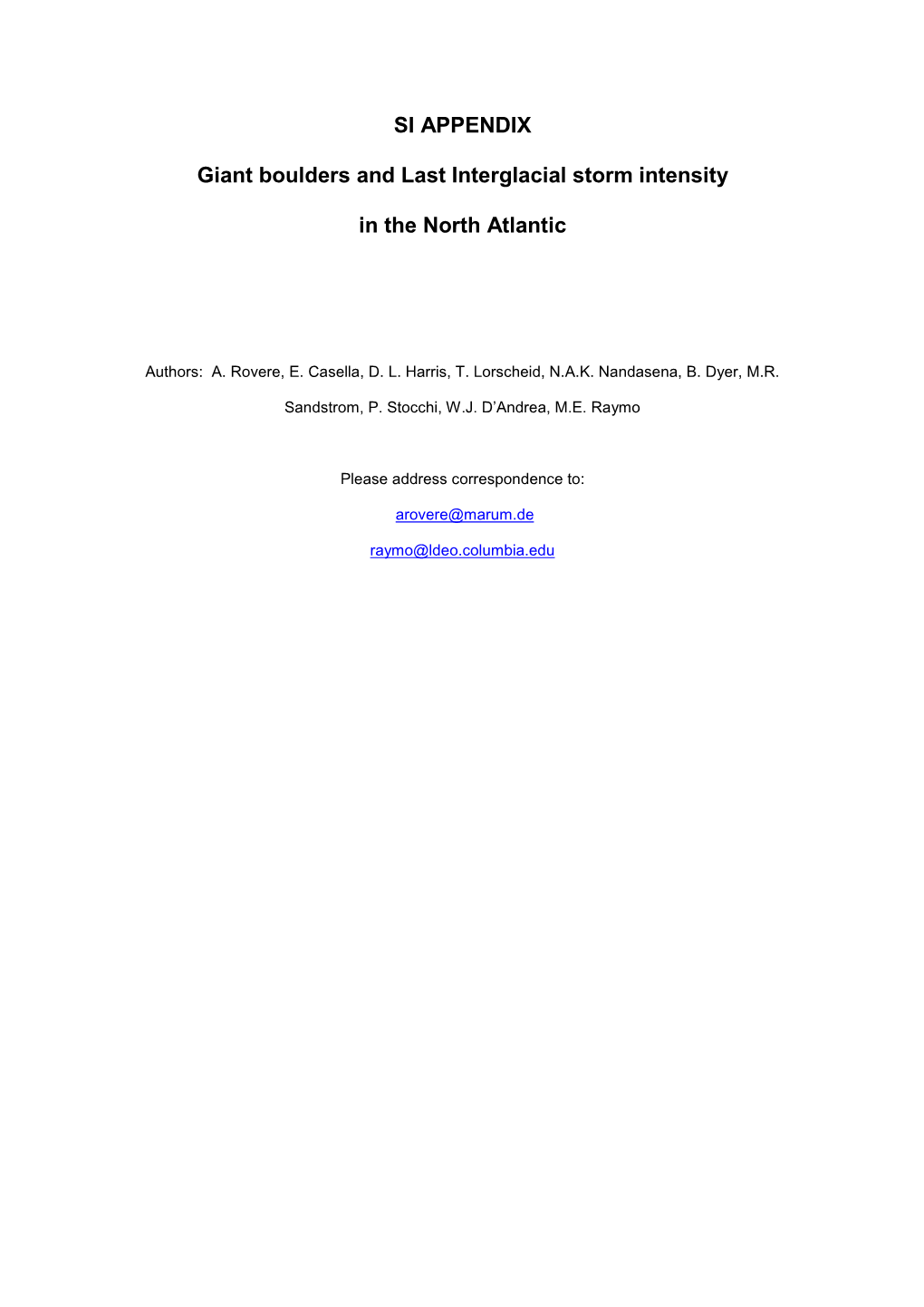 SI APPENDIX Giant Boulders and Last Interglacial Storm