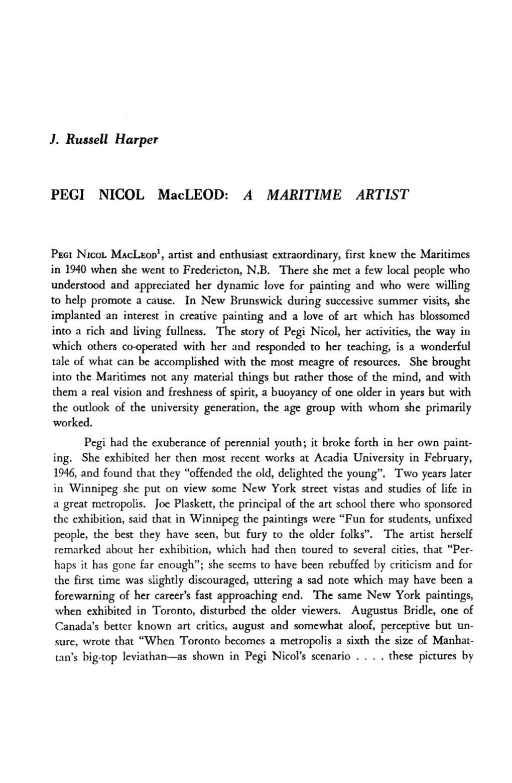 PEGI NICOL Macleod: a MARITIME ARTIST