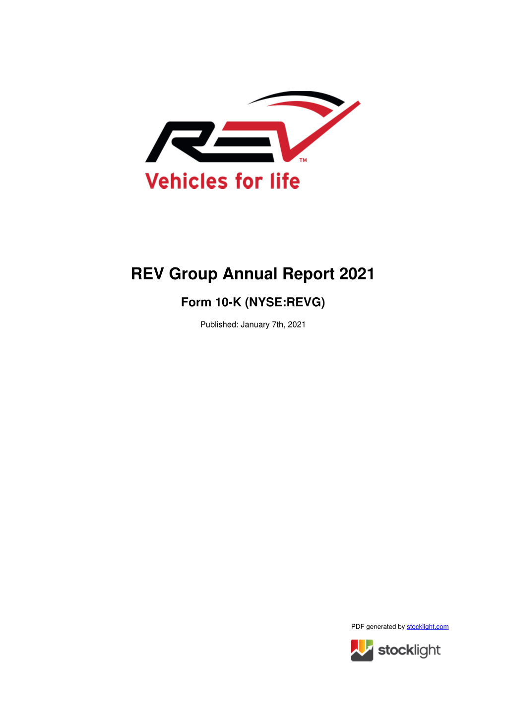 REV Group Annual Report 2021