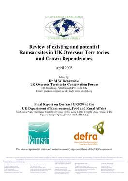Review of Existing and Potential Ramsar Sites in UK Overseas Territories and Crown Dependencies