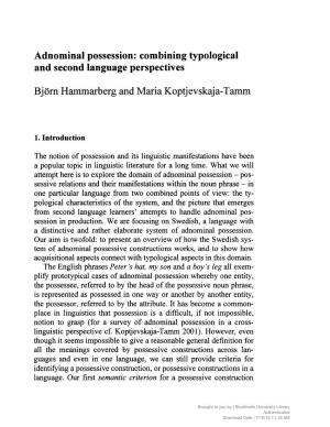 Adnominal Possession: Combining Typological and Second Language Perspectives