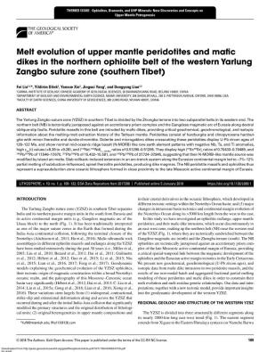 Melt Evolution of Upper Mantle Peridotites and Mafic Dikes in the Northern Ophiolite Belt of the Western Yarlung Zangbo Suture Zone (Southern Tibet)
