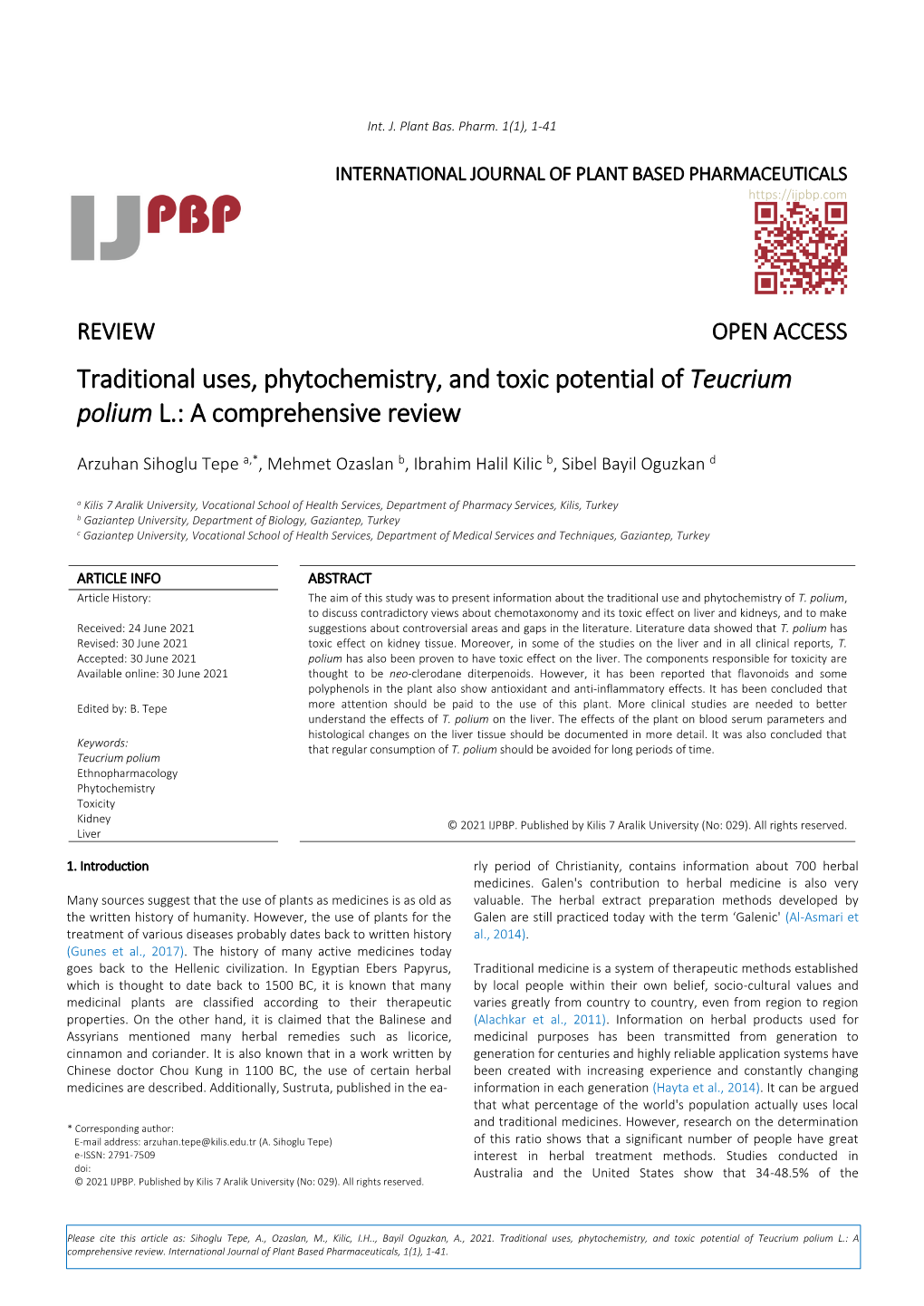 Traditional Uses, Phytochemistry, and Toxic Potential of Teucrium Polium L.: a Comprehensive Review