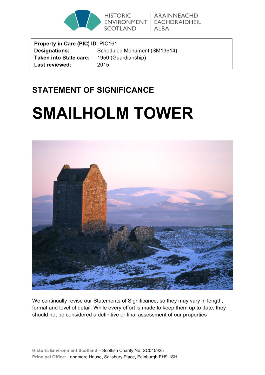 Smailholm Tower Statement of Significance