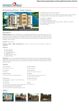 Avadi, Chennai Residential Flats at Avadi in Chennai Goldmine Homes Offer You Flats Suitable for Affluent Living at Avadi in Chennai