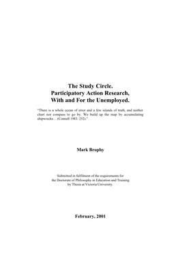 The Study Circle. Participatory Action Research, with and for the Unemployed