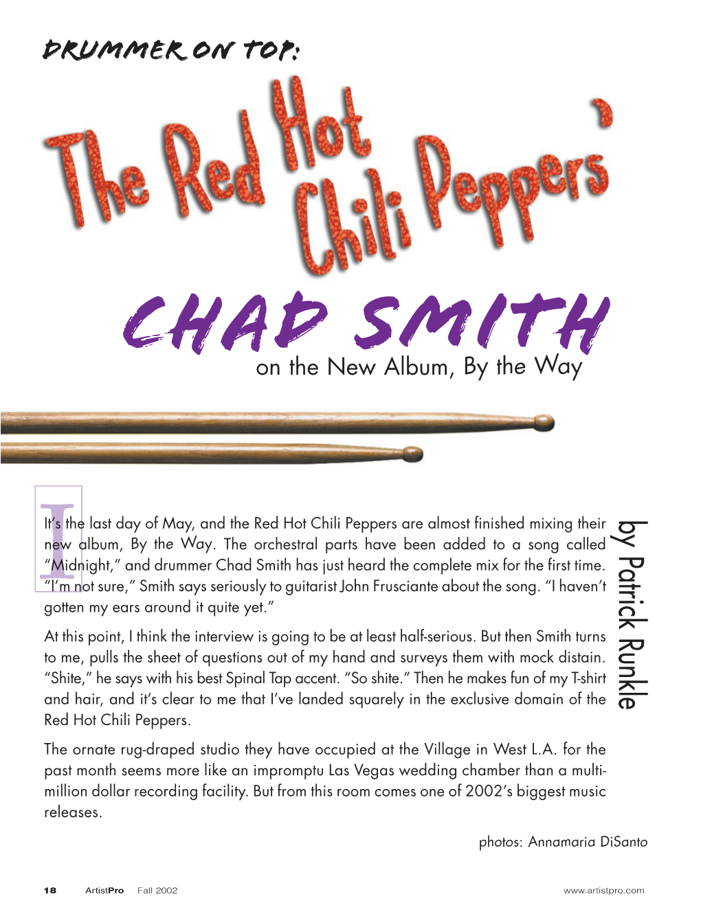 CHAD SMITH on the New Album, by the Way