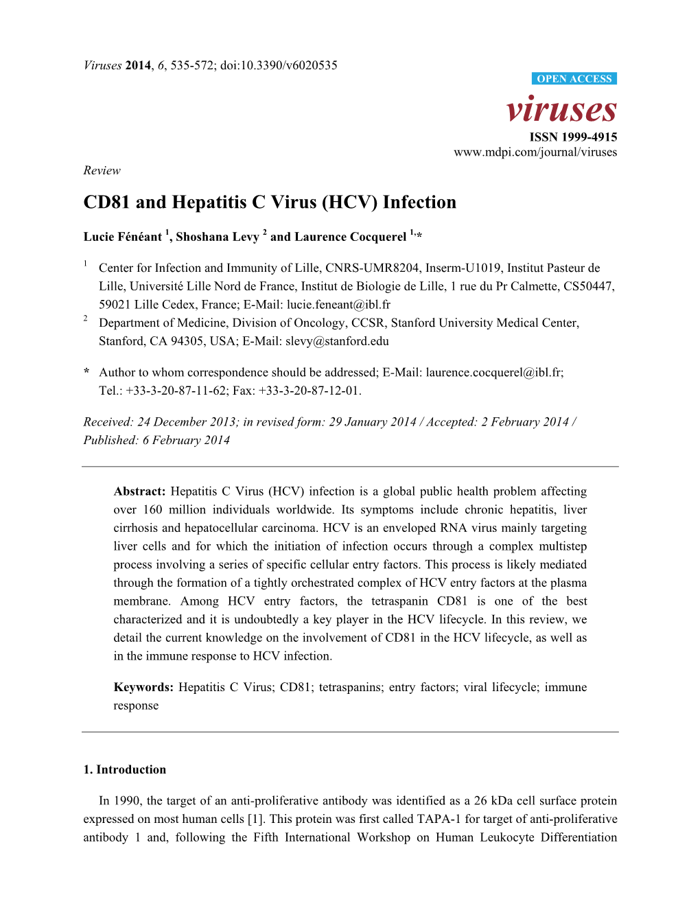 CD81 and Hepatitis C Virus (HCV) Infection