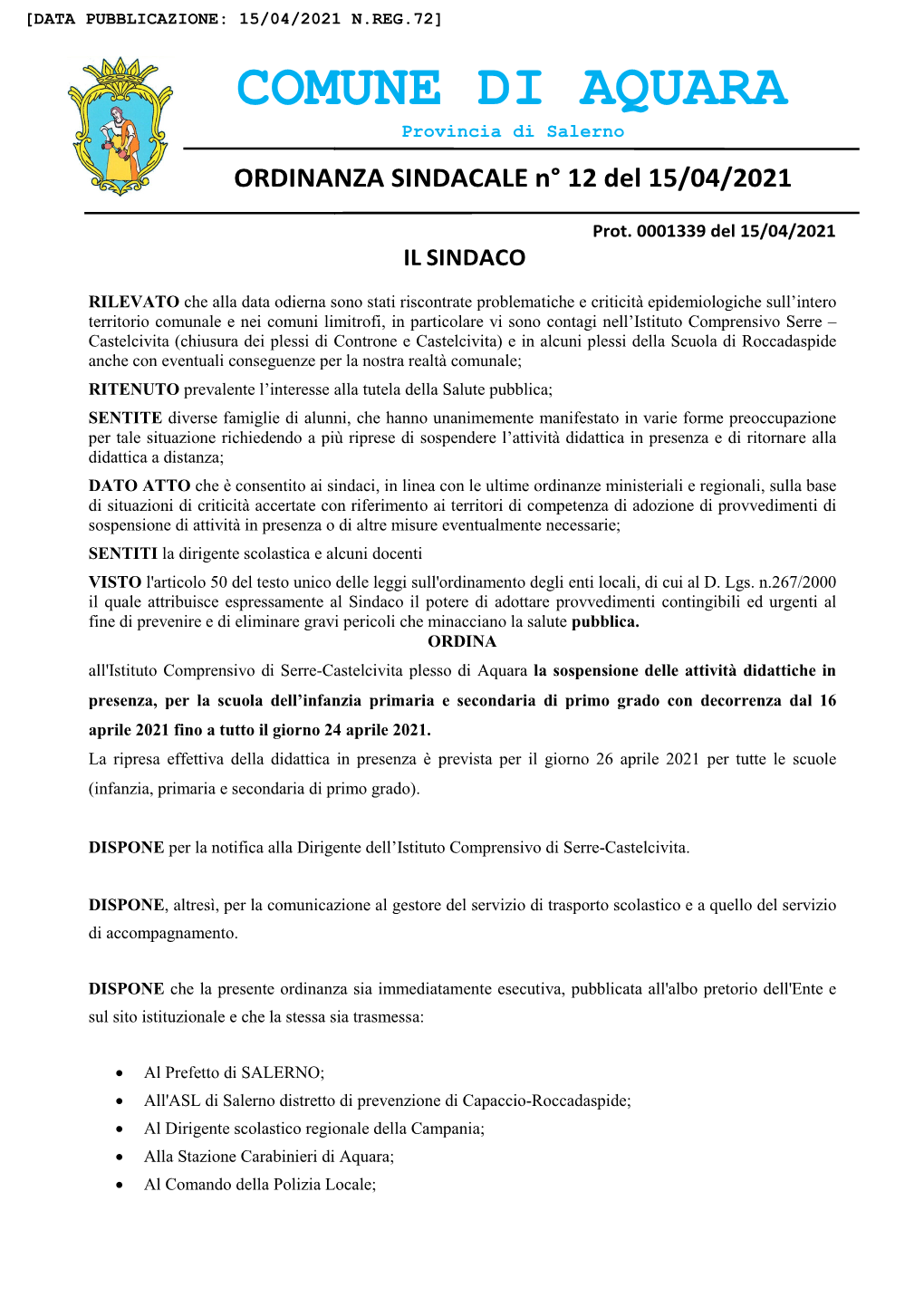 Ordinanza COVID Scuola 12-2021 (266