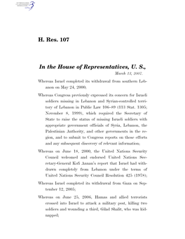 H. Res. 107 in the House of Representatives, U