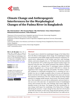 Climate Change and Anthropogenic Interferences for the Morphological Changes of the Padma River in Bangladesh