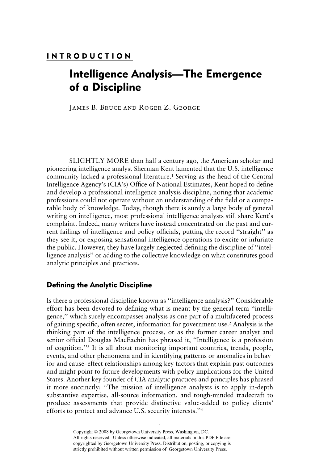 Intelligence Analysis—The Emergence of a Discipline