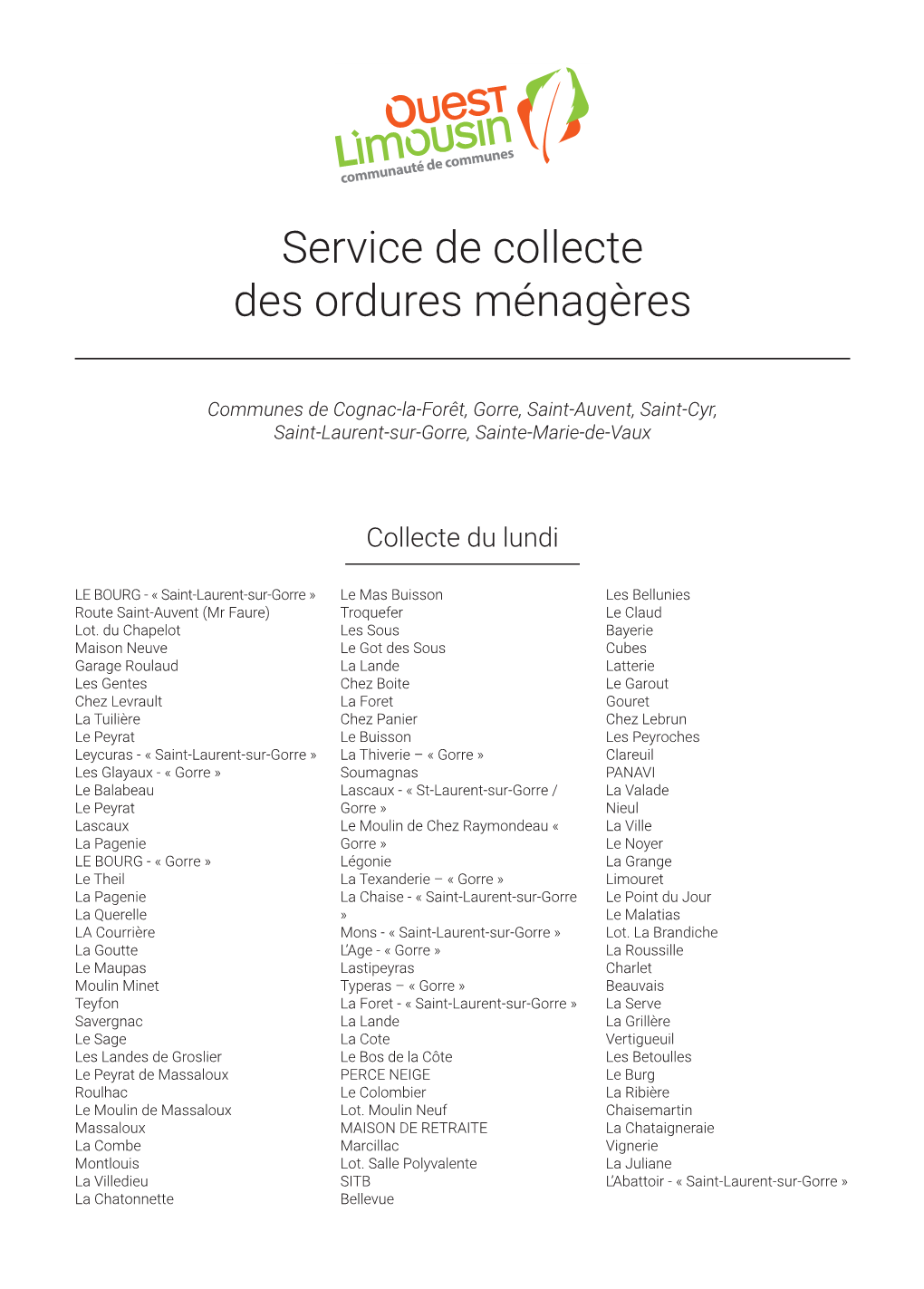 Service De Collecte Des Ordures Ménagères