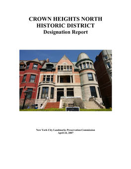 Crown Heights North Historic District Designation Report