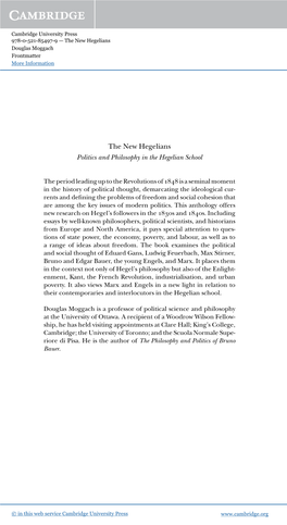 The New Hegelians Douglas Moggach Frontmatter More Information