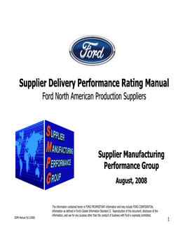 Supplier Delivery Performance Rating Manual ( )