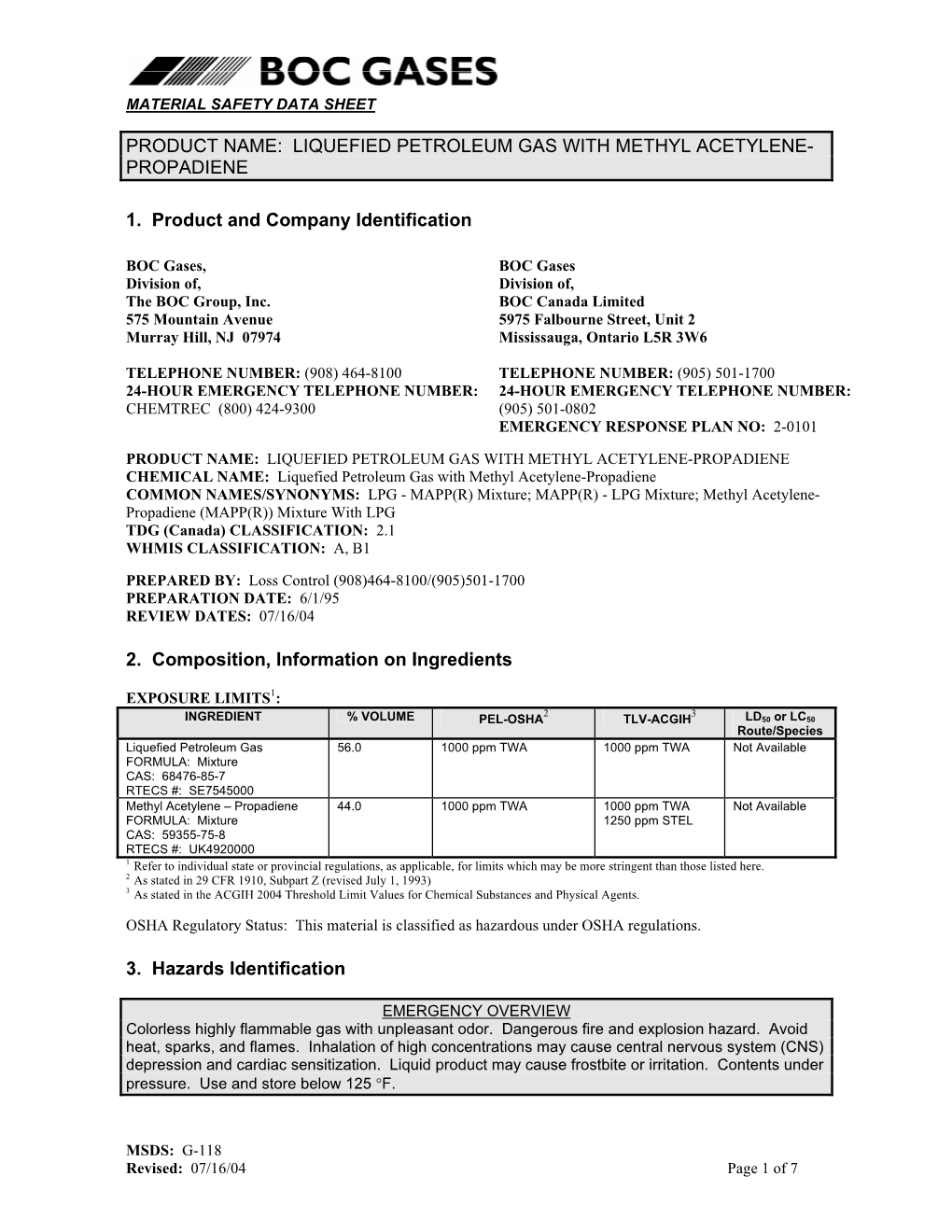 Liquefied Petroleum Gas with Methyl Acetylene- Propadiene