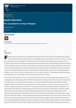 Israel's Election: the Countdown to May 17 Begins | the Washington Institute