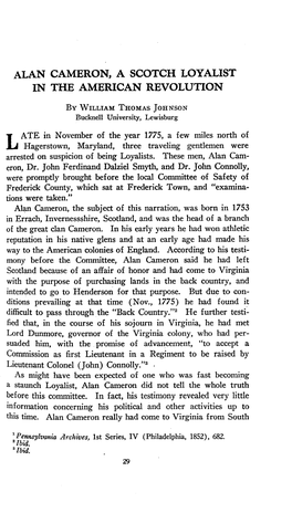 Alan Cameron, a Scotch Loyalist in the American Revolution