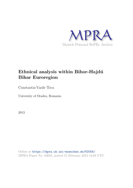Ethnical Analysis Within Bihor-Hajdú Bihar Euroregion1