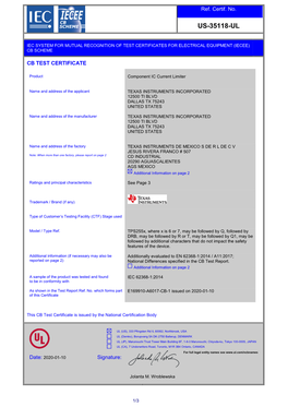 TPS2556-Q1 UL Certificate of Compliance IEC 62368-1
