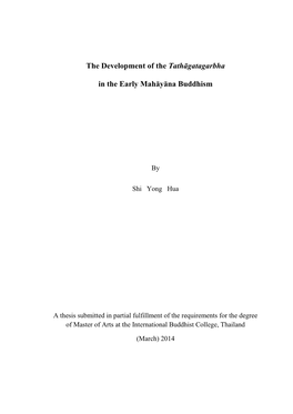 The Development of the Tathāgatagarbha in the Early