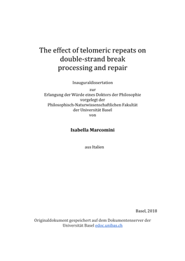 The Effect of Telomeric Repeats on Double-Strand Break Processing and Repair