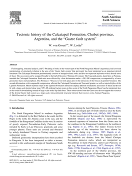 Tectonic History of the Calcatapul Formation, Chubut Province, Argentina, and the “Gastre Fault System”