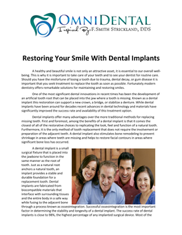 Restoring Your Smile with Dental Implants