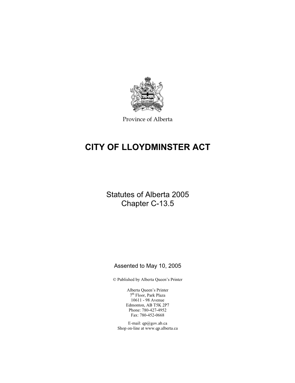 City of Lloydminster Act