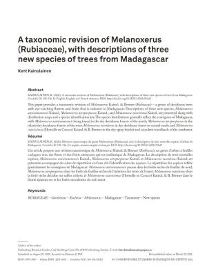 A Taxonomic Revision of Melanoxerus (Rubiaceae), with Descriptions of Three New Species of Trees from Madagascar