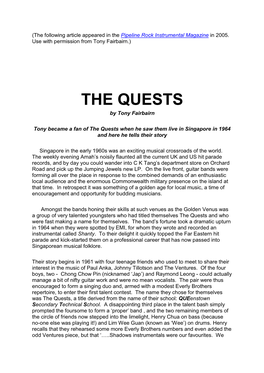 THE QUESTS by Tony Fairbairn