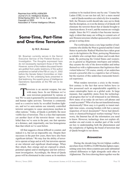 Some-Time, Part-Time and One-Time Terrorism
