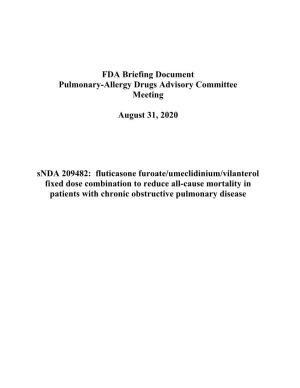 FDA Briefing Document Pulmonary-Allergy Drugs Advisory Committee Meeting